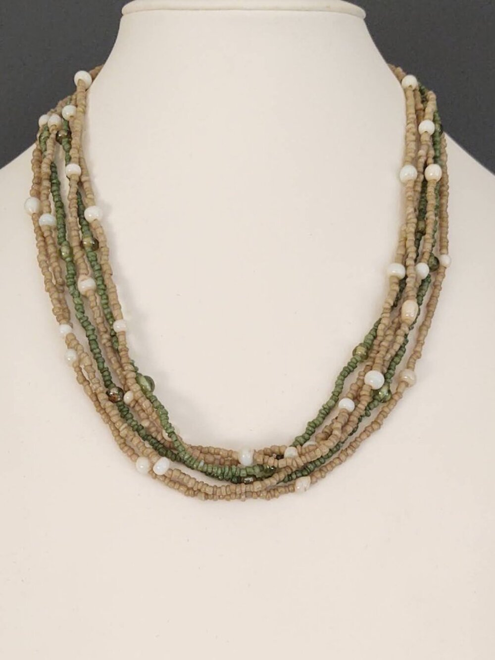 3 single strands of seed beads and glass necklaces